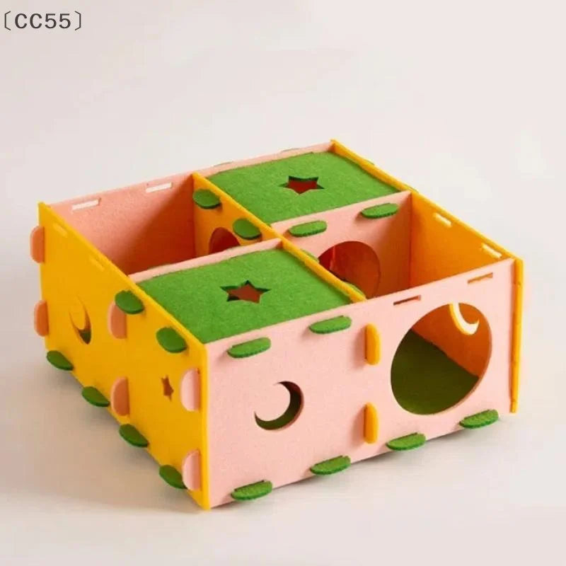 Felt Maze Hide Nest – Hamster Tunnel Toy & Small Pet Hideout Small Pet Hideout Qst