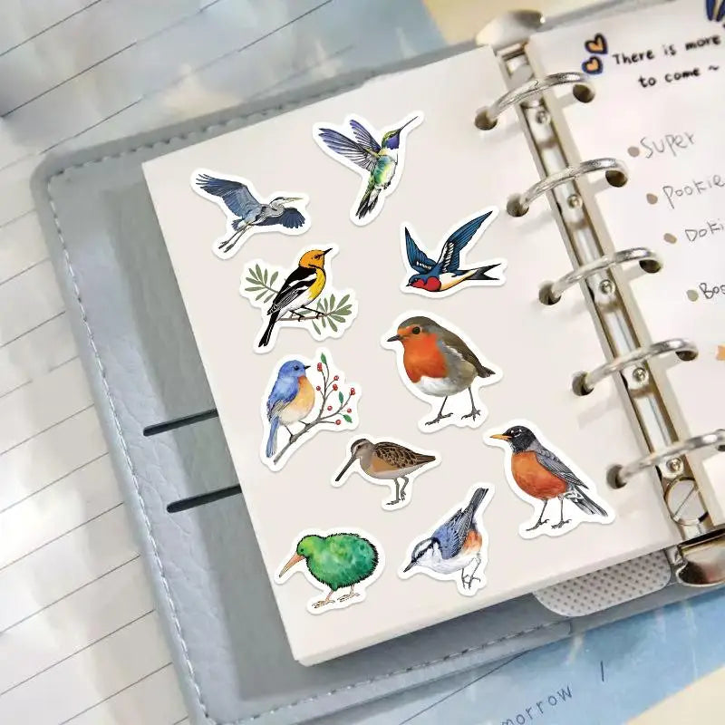 Bird Roll Stickers – Waterproof PVC Decals for Scrapbook & More Decorative Sticker Roll Qme