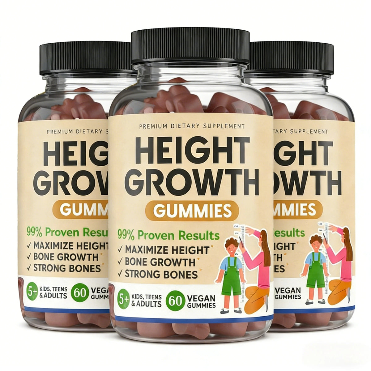 Kids & Teens Bone Gummies – Calcium, Zinc, Magnesium, K2, D3 | 60ct Kids Vitamin Gummies Qst 180 Count(Pack of 3)