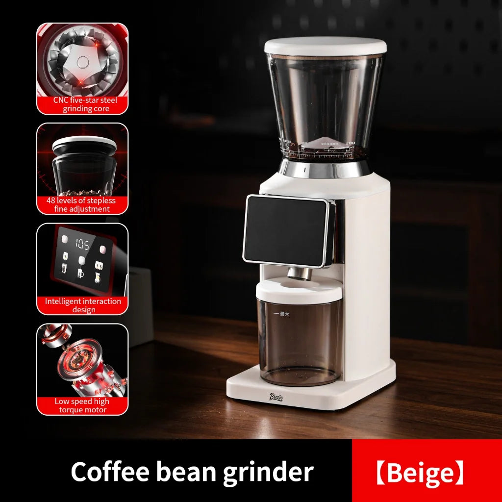 BINCOO Electric Coffee Grinder – 48-Setting Burr Mill Electric Coffee Grinder Qst White