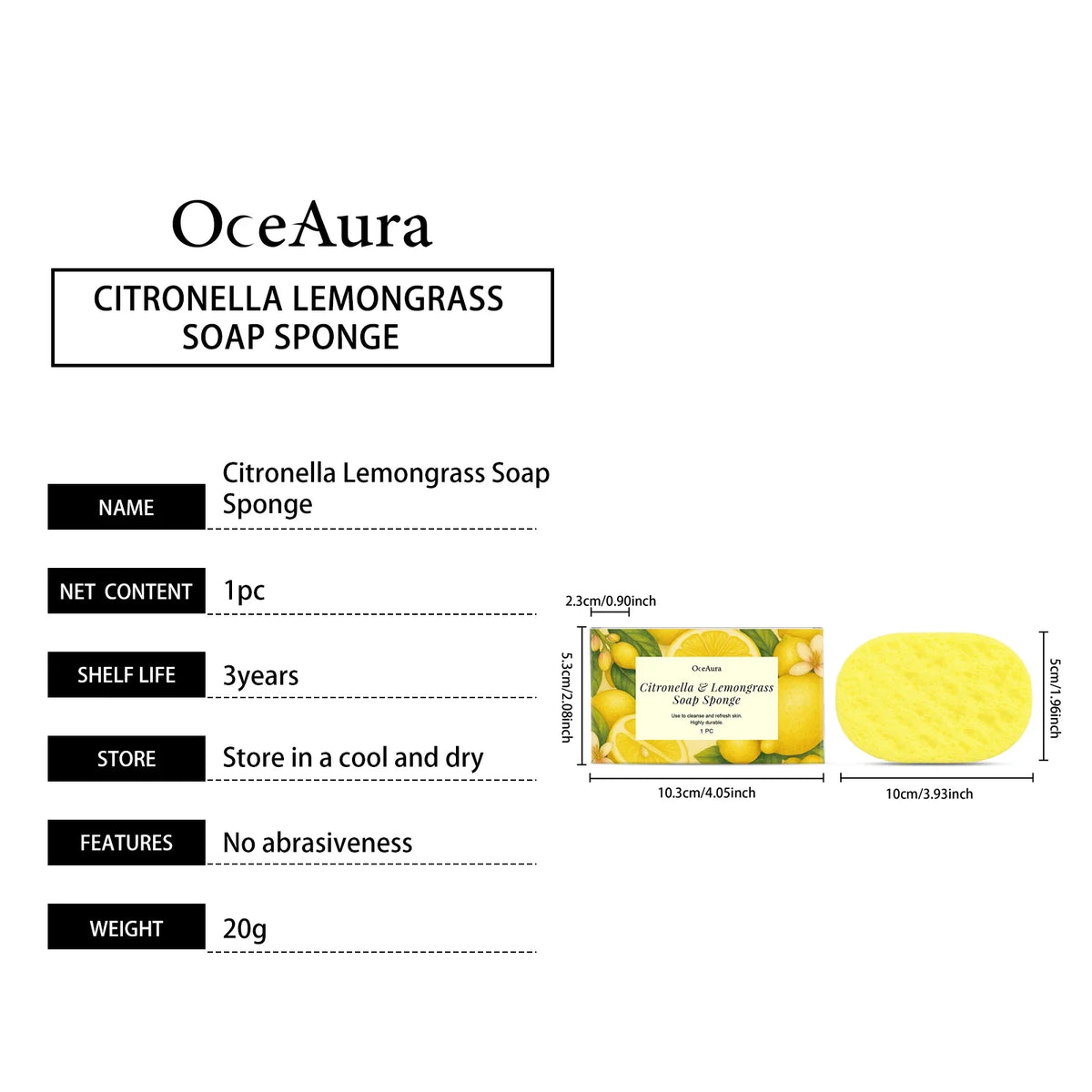 Citronella Lemongrass Exfoliating Soap Sponge | Deep Cleansing Exfoliating Soap Sponge Qme