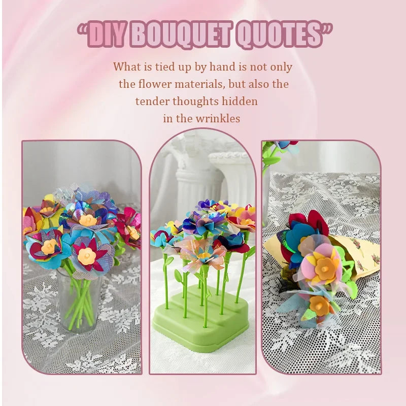 Kids DIY Fabric Flower Bouquet Craft Kit – Handmade Floral Set DIY Craft Kit Qme