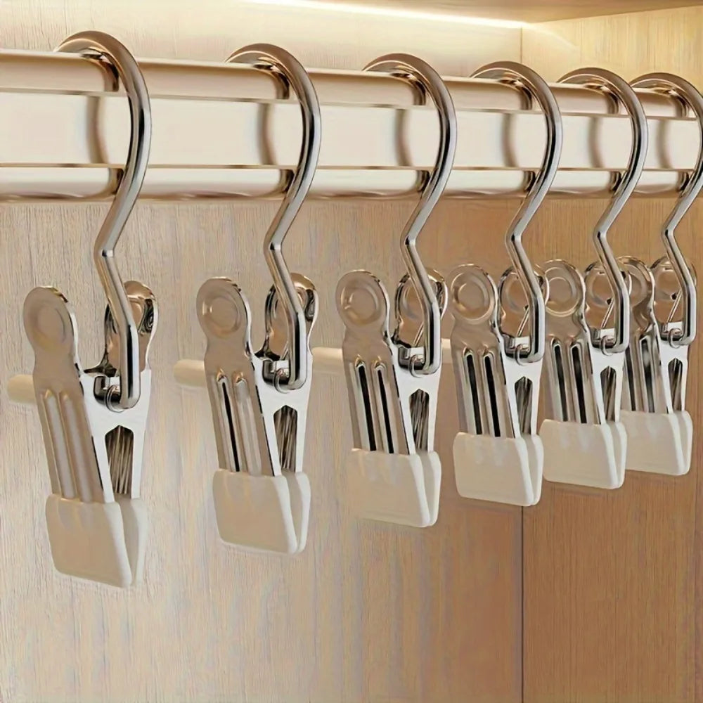 30pcs Stainless Steel Clothes Pins Clips with Hook | Strong Grip Laundry Clothes Clips Qme