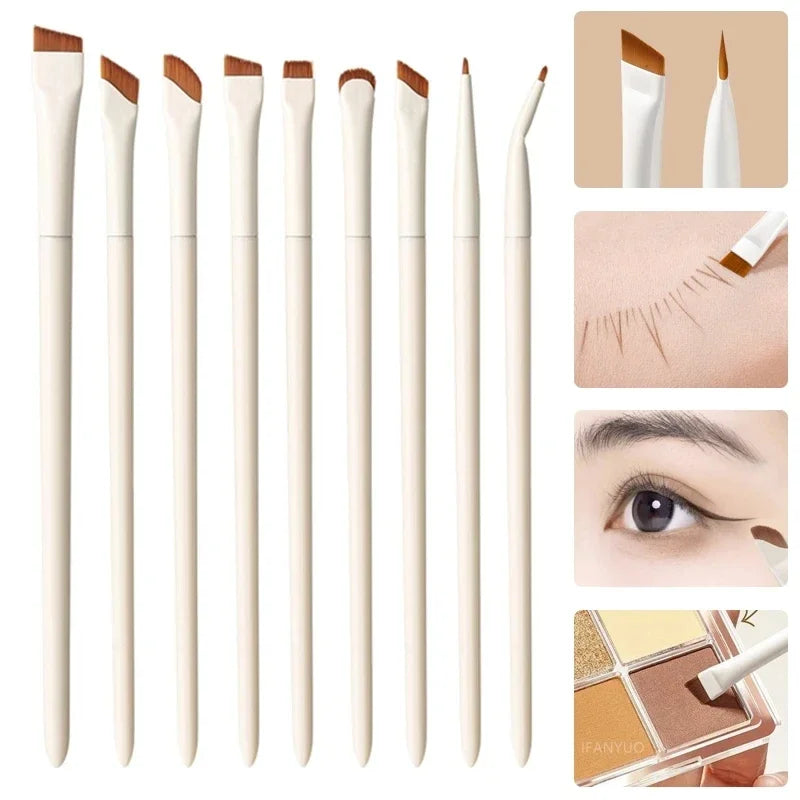 Precision Blade Eyeliner & Eyebrow Brush | Fine Oblique Tip Eyeliner Brush Qme