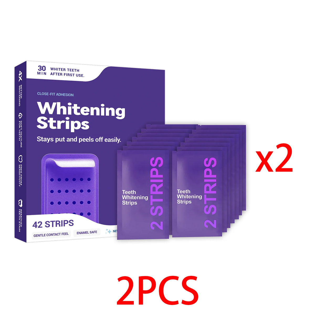 Purple Teeth Brightening Strips – Color Correcting Gel Patch Teeth Brightening Strips Qst 2PCS