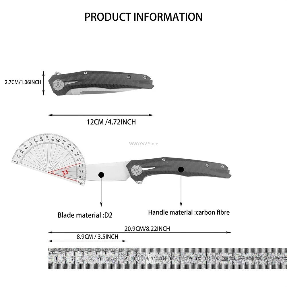 ZT 0707 Tactical Folding Knife – D2 Steel & Carbon Fiber EDC Tactical Folding Knife Qst