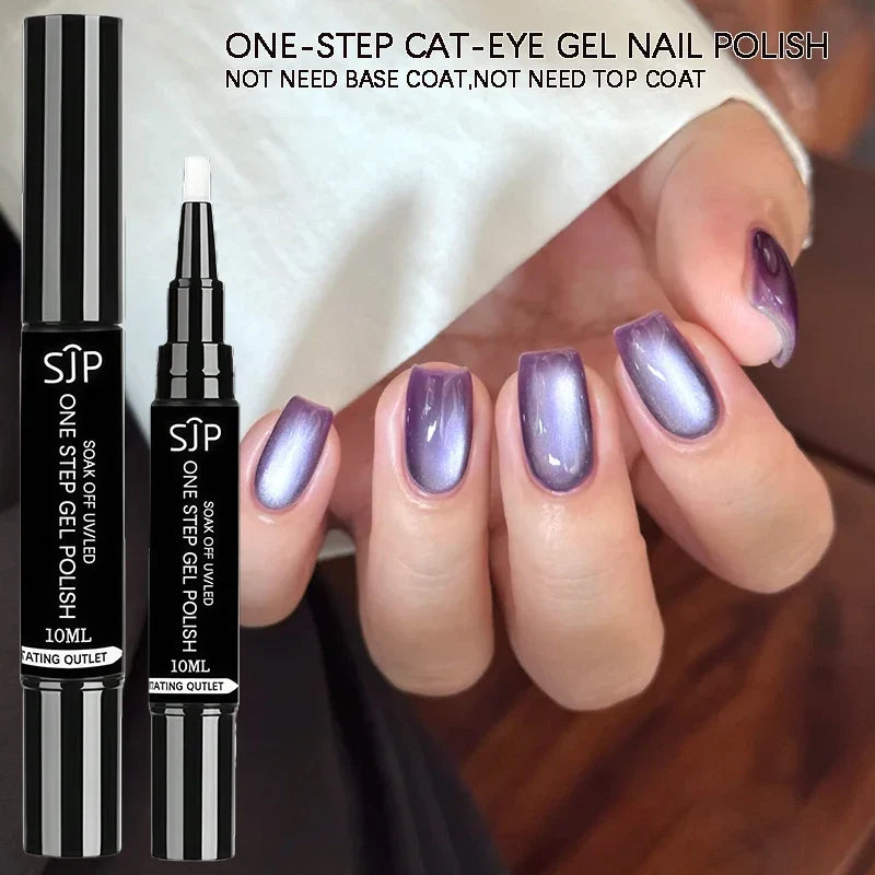 Purple Cat Eye One-Step UV Gel Nail Polish – No Base Coat UV Gel Nail Polish Qme