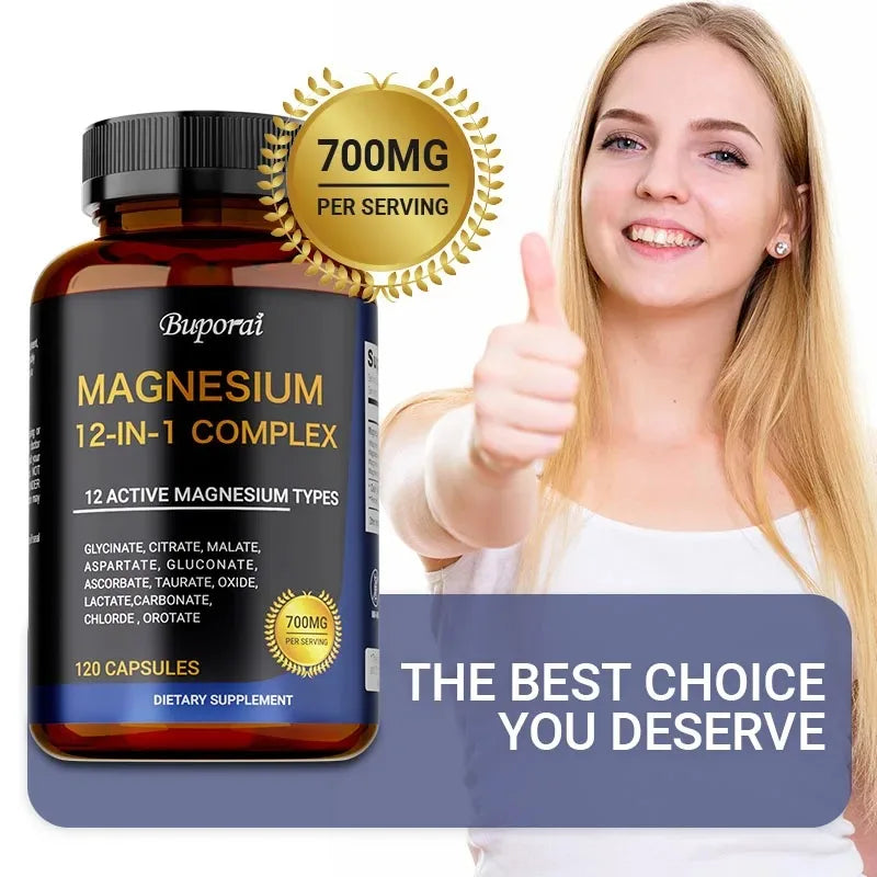 Magnesium Complex Capsules – 12 Forms for Bone & Muscle Mineral Supplement Qst