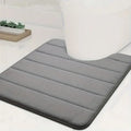 Memory Foam Bath Mat – Anti-Slip Absorbent U-Shaped Toilet Rug Memory Foam Bath Mat Qme Gray