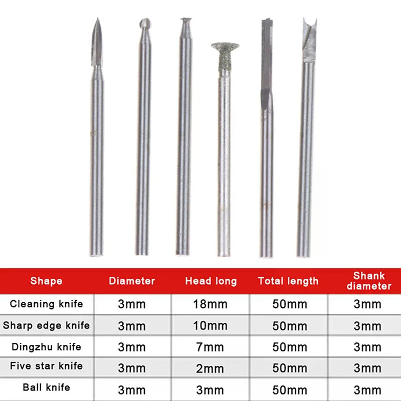 5-Piece Wood Carving Drill Bits Set – Rotary Tool Compatible Wood Carving Bits Qme