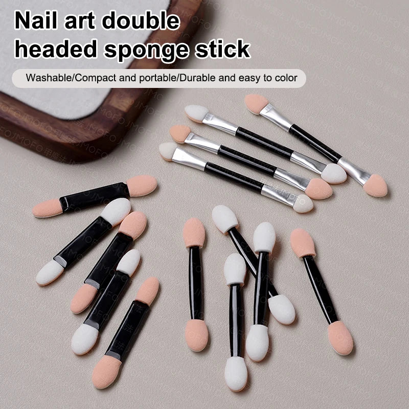 10pcs Double-Ended Sponge Eyeshadow & Nail Pigment Applicators Nail & Eye Applicators Qst