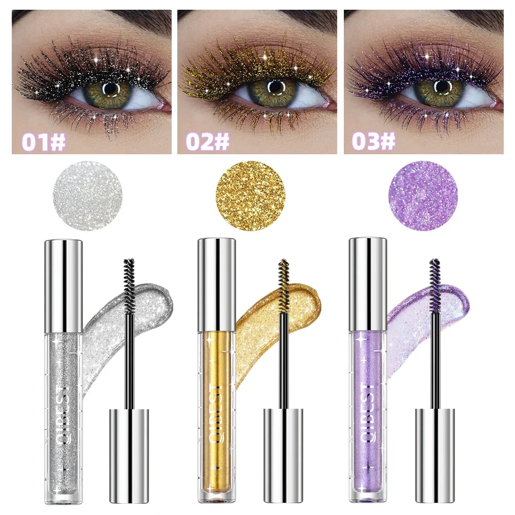 QIBEST Glitter Mascara – Diamond Shimmer Curling & Lengthening Glitter Mascara Qme