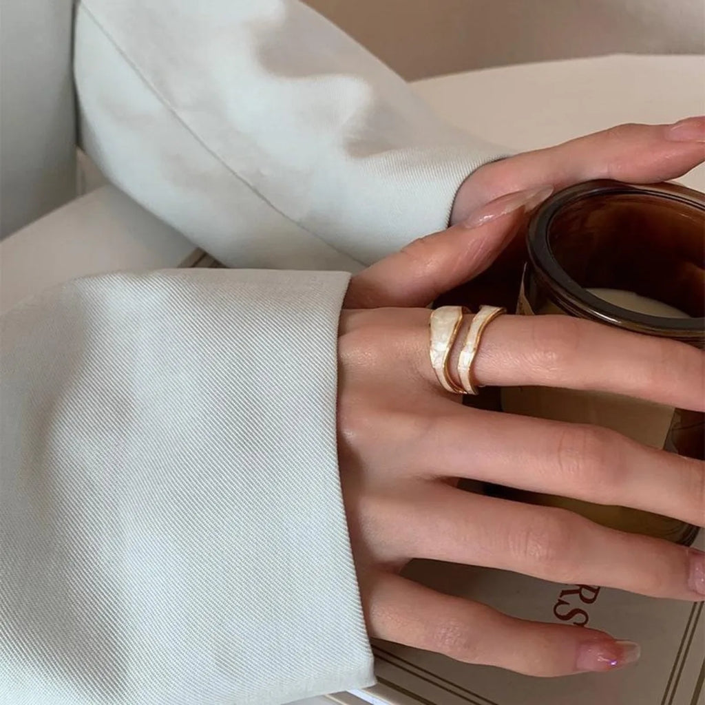 Drop Glaze Double-Layered Ring for Women – Elegant Wedding Jewelry Fashion Ring Qme