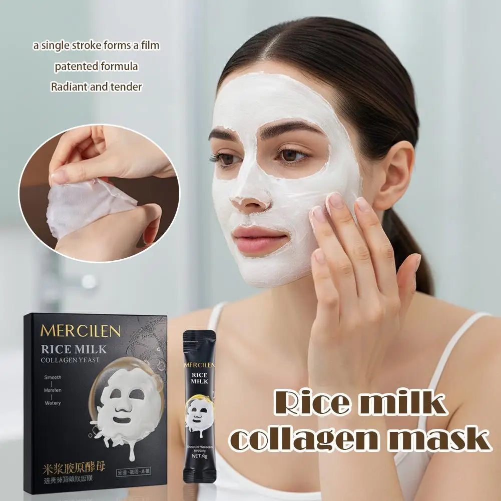 Rice Milk Collagen Yeast Peel-Off Mask – Brightening & Firming Peel-Off Face Mask Qme