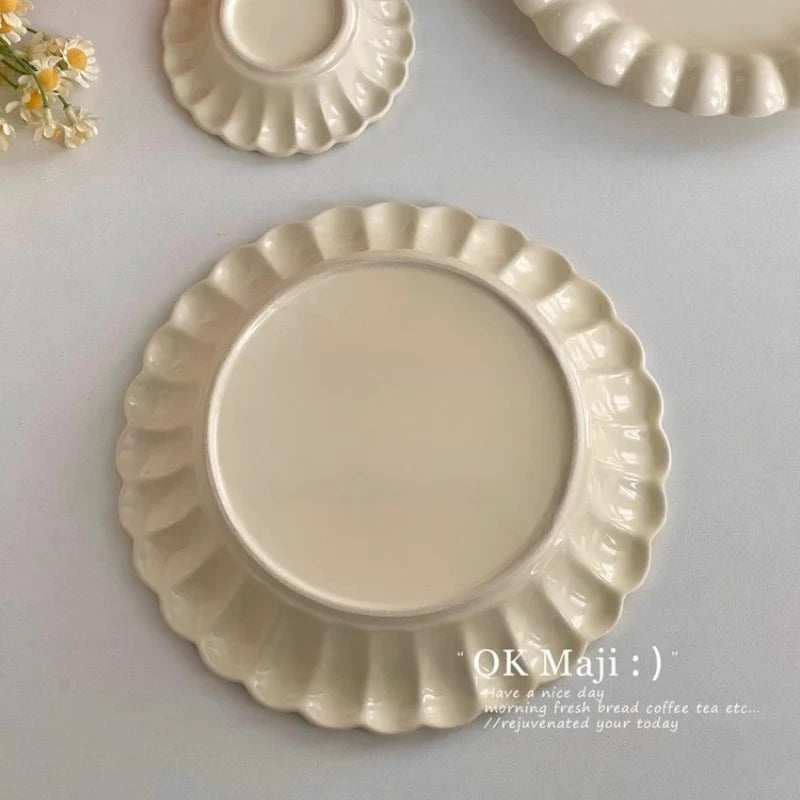 Elegant Porcelain Dinner Plate | Round Flat Ceramic | 4 Colors Ceramic Dinner Plate Qme