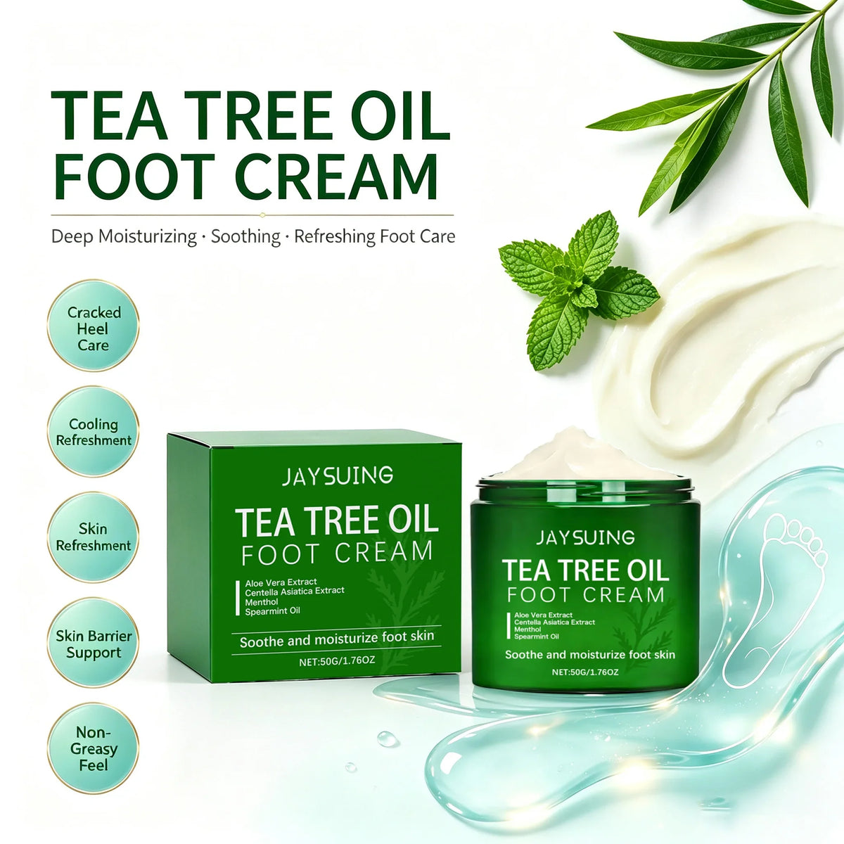 Tea Tree Oil Foot Cream – Moisturizing Balm for Dry Heels Foot Cream Qme