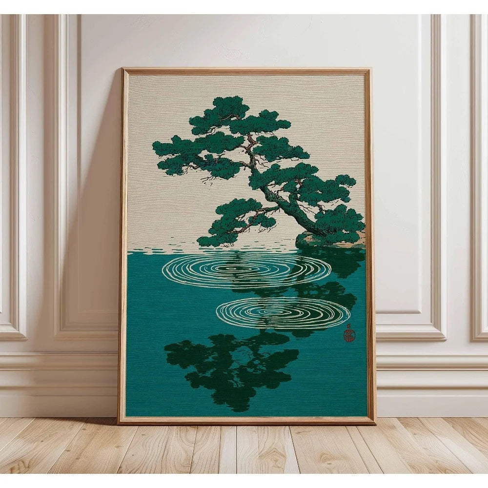 Retro Japanese Koi & Tree Canvas Wall Art – Unframed Print Canvas Wall Art Qst ZWD31927 40x50cm Unframed