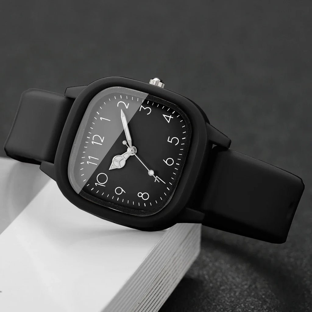 Women's Quartz Watch & Bracelet Stack – Silicone, Beads & Tassel Watch Bracelet Set Qme