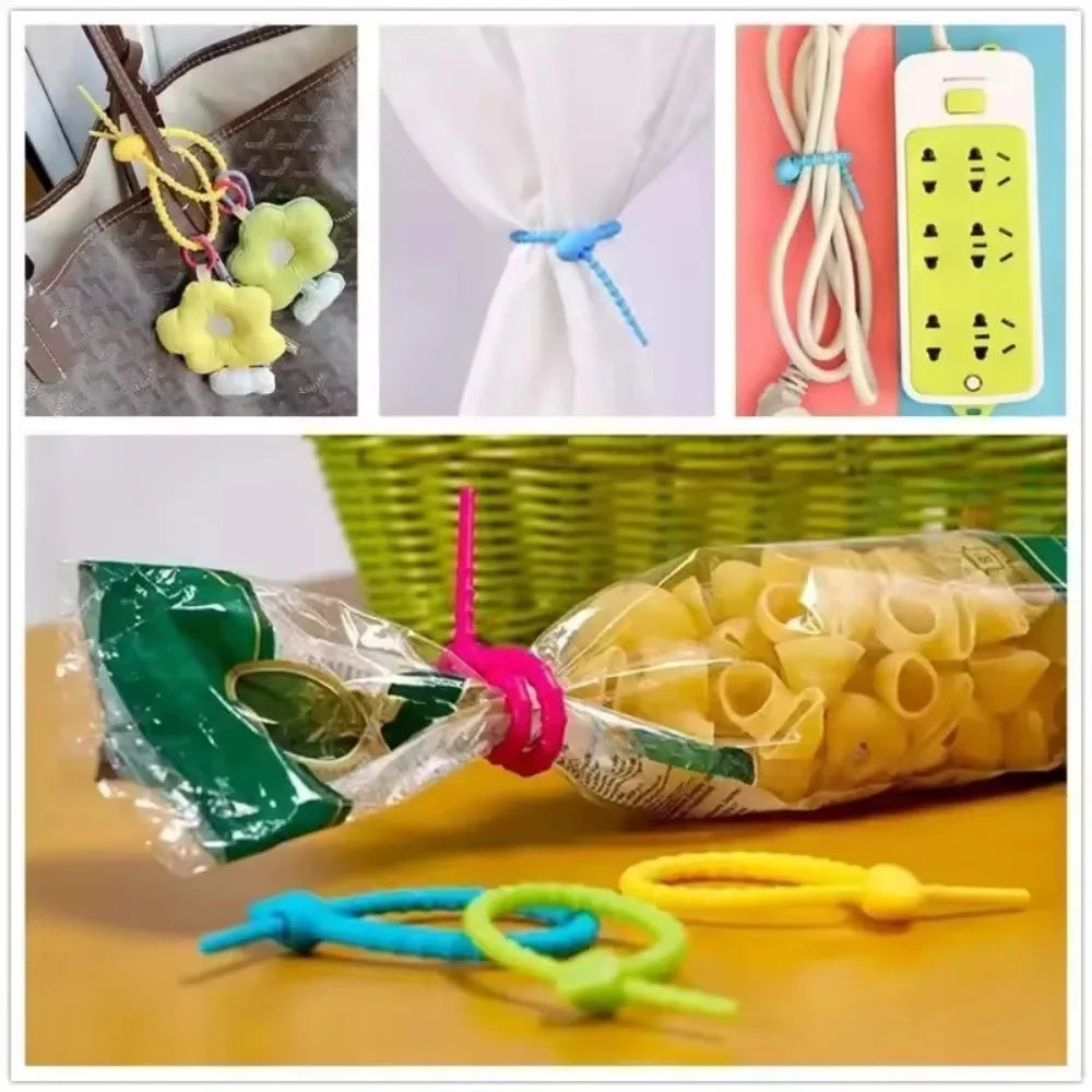 50-Pack Reusable Silicone Cable Ties – Wire & Bag Organizer Silicone Cable Ties Qme