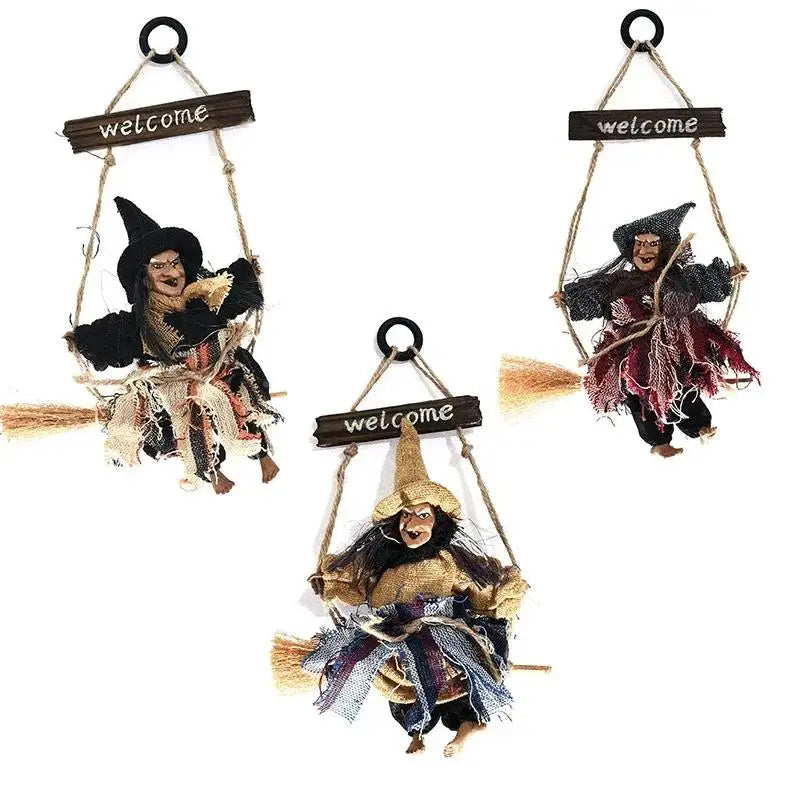 Witch Doll Hanging Halloween Decor – Flying Ghost Pendant Halloween Hanging Decor Qme
