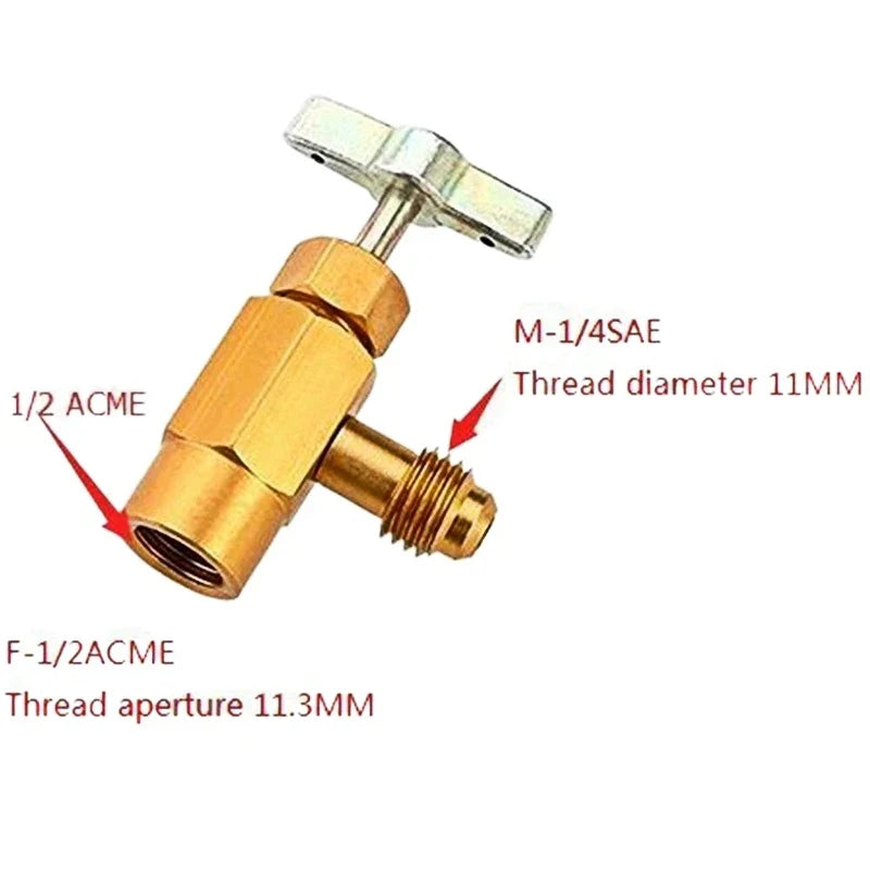 R-134a Refrigerant Can Tap Adapter | 1/4" SAE Brass Valve Refrigerant Can Tap Qme