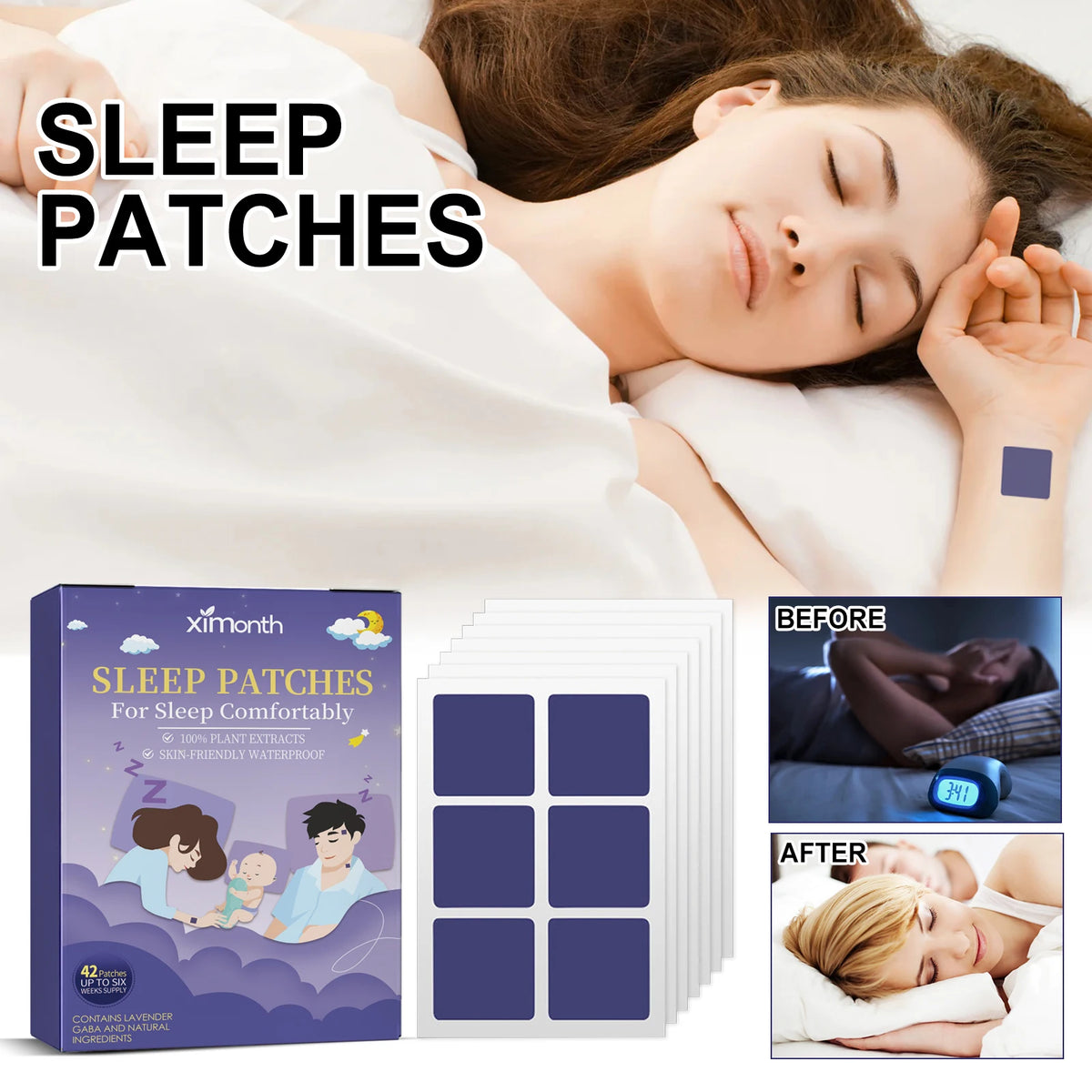 Relaxing Sleep Patches – Soothing Plant-Based Stickers, 42 ct Sleep Aid Patch Qst