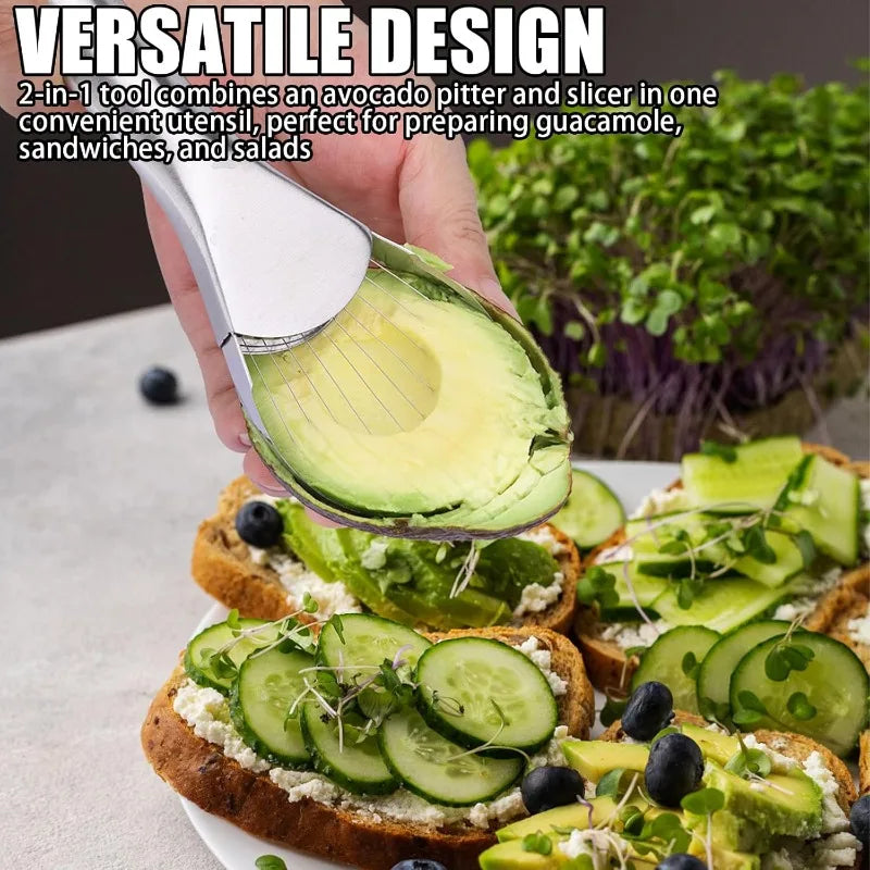 Stainless Steel Avocado & Kiwi Slicer with Paring Knife Fruit & Vegetable Slicer Qme