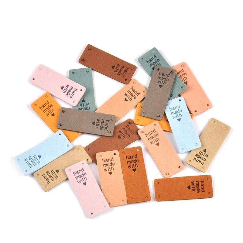 Embossed Leather Sew-On Labels for Handmade Crafts | 2x5cm Sew-On Craft Labels Qme
