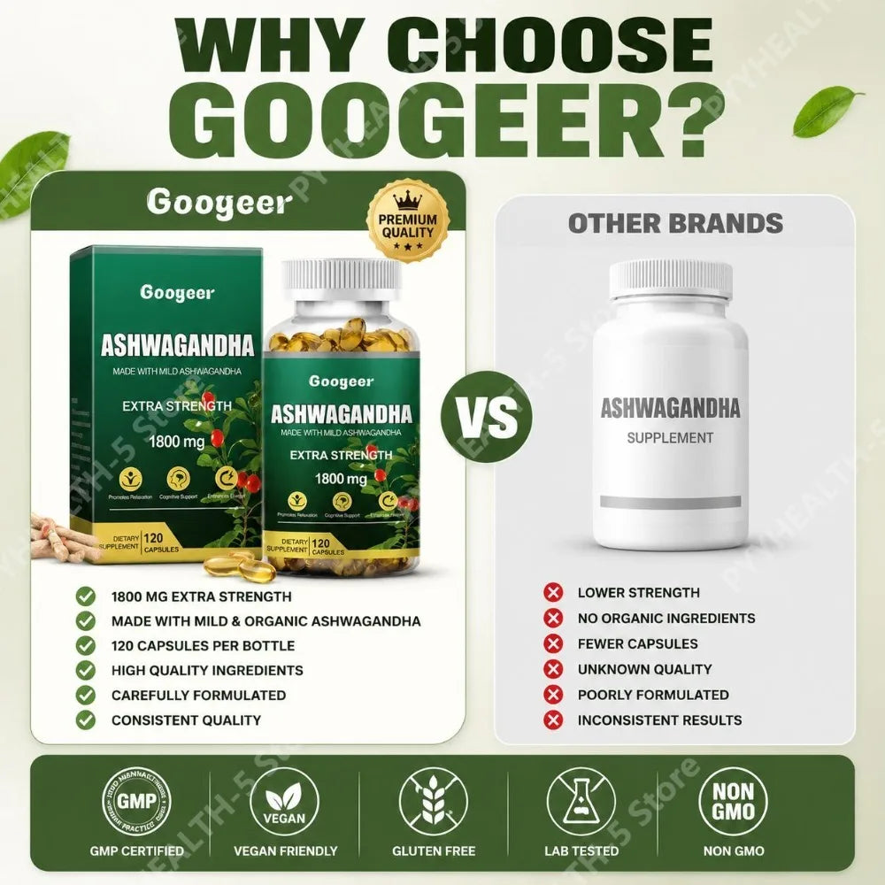 Ashwagandha Extra Strength 1800mg – 120 Capsules Herbal Supplement Qst