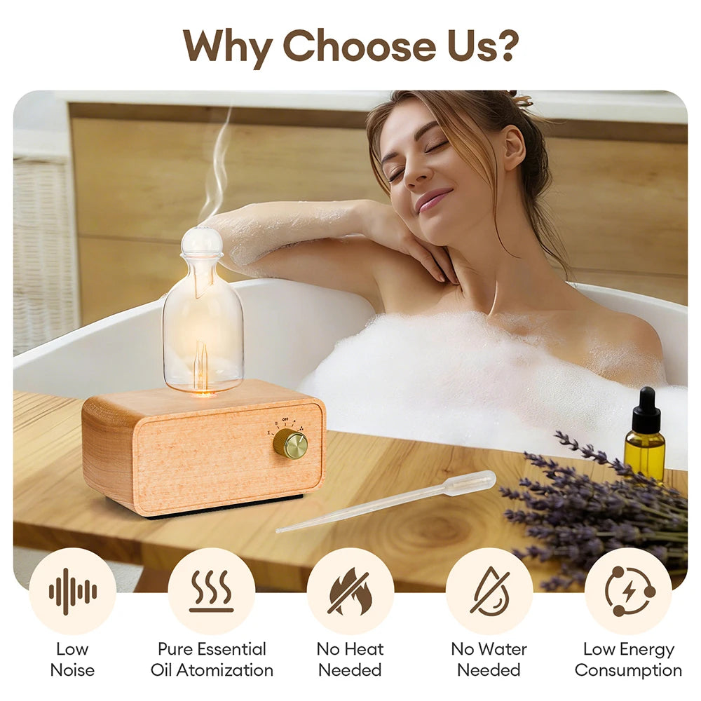 Waterless Essential Oil Nebulizer Diffuser – No Heat No Water Essential Oil Diffuser Qst