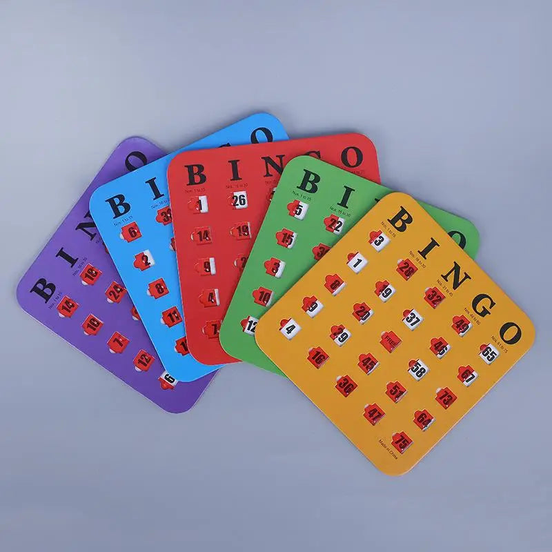 Reusable Bingo Game Cards – Easy-Read Sliding Windows, 5 Pack Reusable Bingo Cards Qme