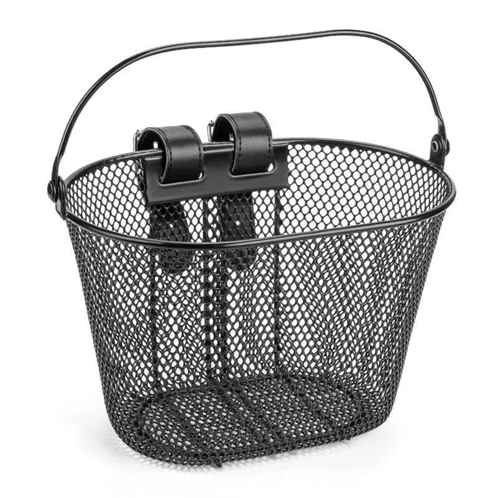 Large Capacity Detachable Metal Front Bike Basket Front Bike Basket Qme Black