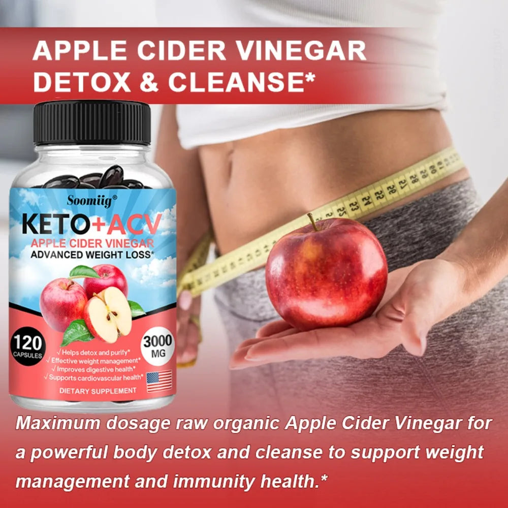 Keto Apple Cider Vinegar Capsules – Metabolism Support ACV Supplement Capsules Qst
