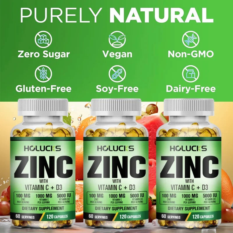 Zinc Supplement with Vitamin C & D3 – Immunity & Vitality BOGO Zinc Vitamin Supplement Qst