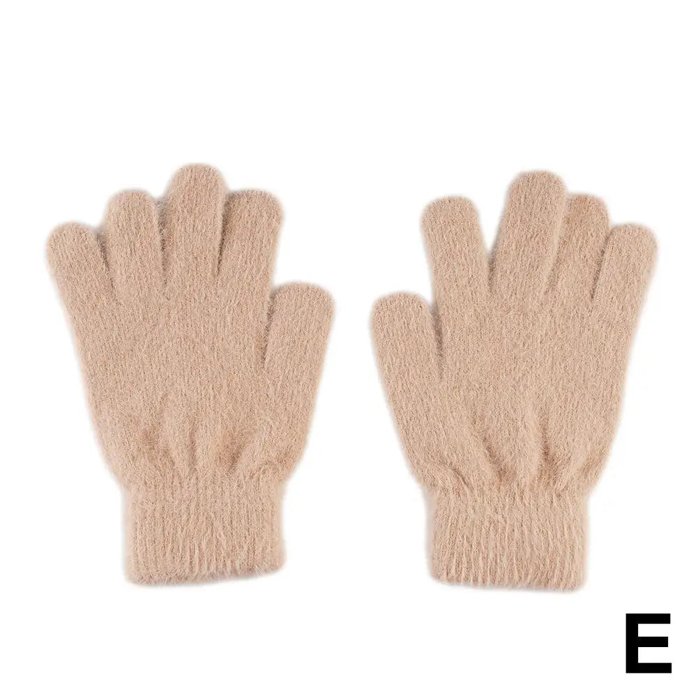Winter Mink Velvet Five Finger Gloves – Plush & Warm Winter Velvet Gloves Qme khaki