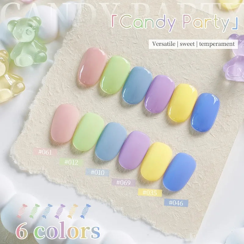 Candy Gel Nail Polish Set – 6 Macaron Pastel Colors | Qme Gel Nail Polish Set Qme