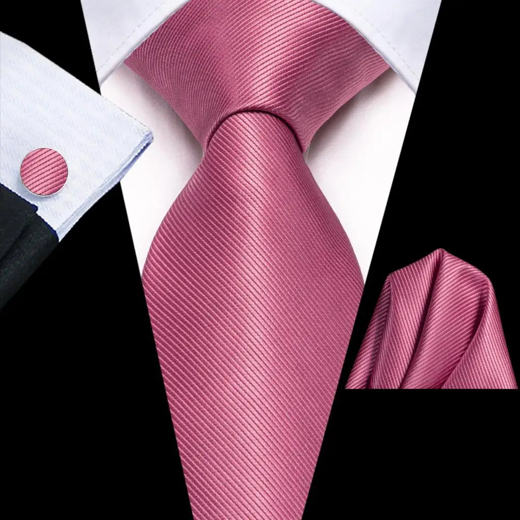 Hi-Tie Men's Silk Necktie Handkerchief & Cufflinks Set Silk Necktie Set Qme SN-3710