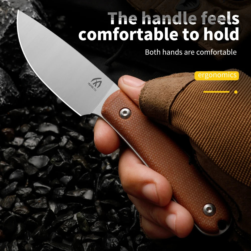 HUANGFU Fixed Blade Camping Knife – Outdoor Survival Tool Fixed Blade Knife Qst
