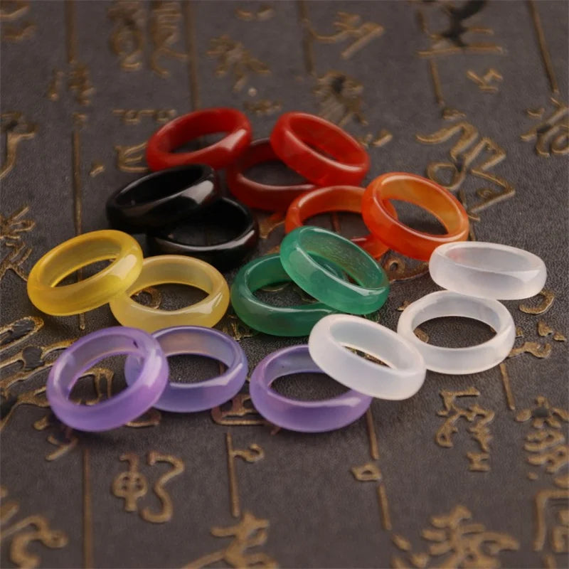 Natural Agate Stone Ring – Multi-Color Elegant Gemstone Jewelry Gemstone Ring Qme