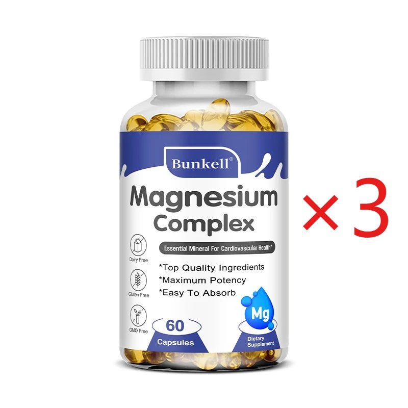 Magnesium Glycinate Capsules – Sleep, Calm & Muscle Support Mineral Supplement Qst 60 count-3 bottle