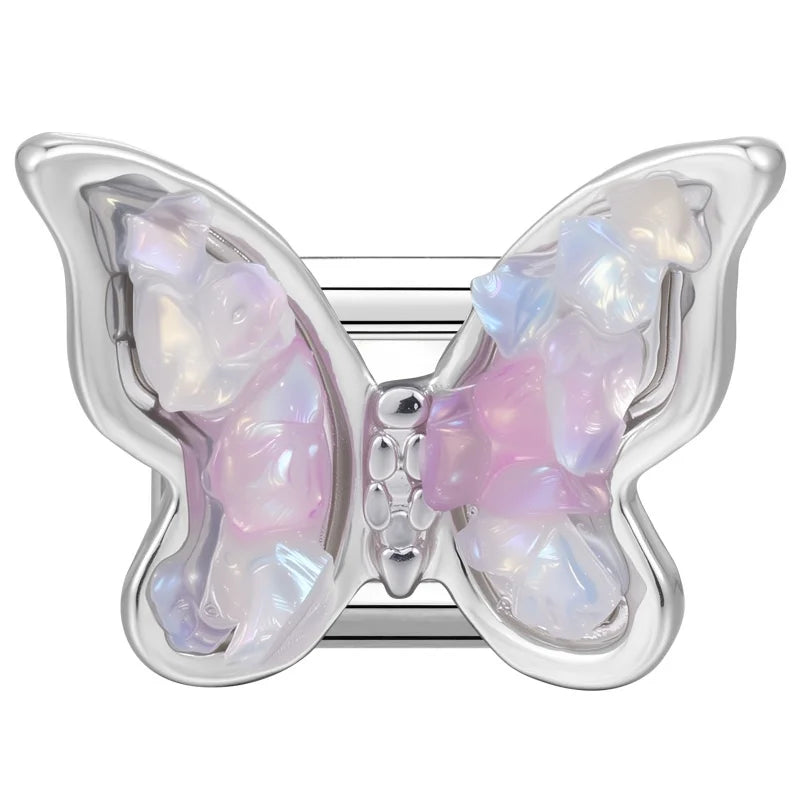 Zircon Italian Charm Links – Bow Knot Floral Heart Butterfly Italian Charm Links Qme Style 31