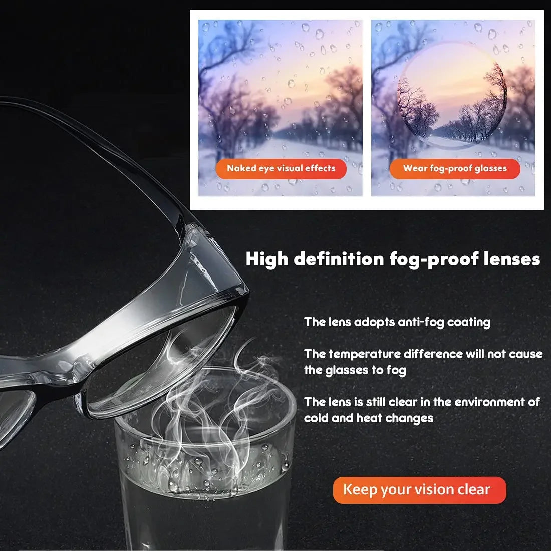 VOPHA Anti-Fog Safety Glasses Clear Lens – ANSI Z87.1 Safety Glasses Qst