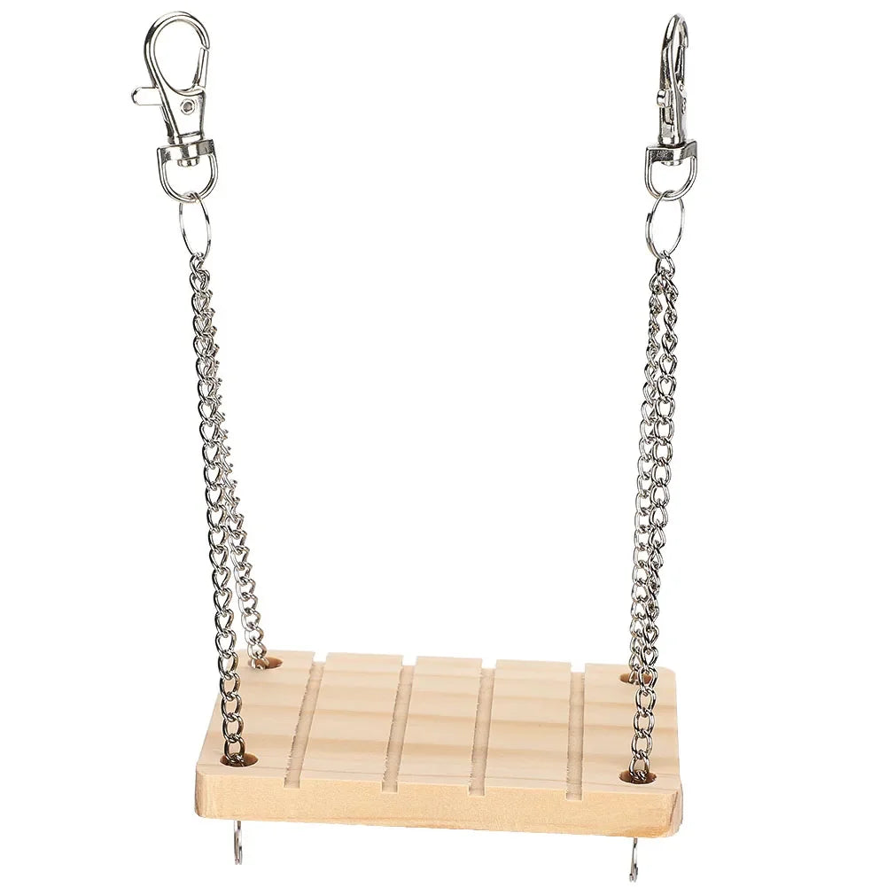 Wooden Hamster Swing Hammock Hanging Cage Toy | Small Pet Bed Small Pet Cage Toy Qme A