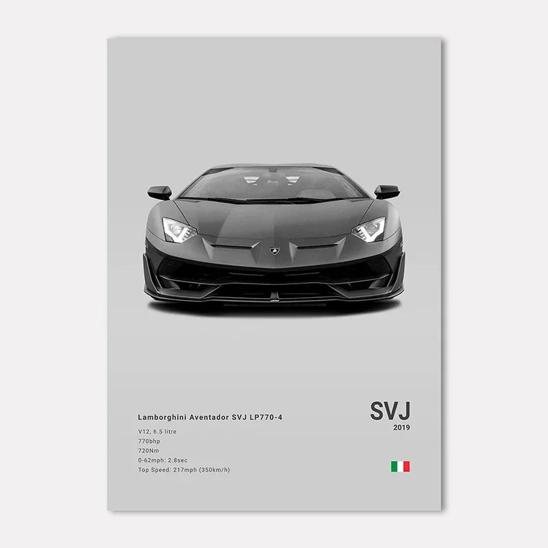 Supercar Canvas Wall Art Poster – M4 P1 Divo STO SVJ Unframed