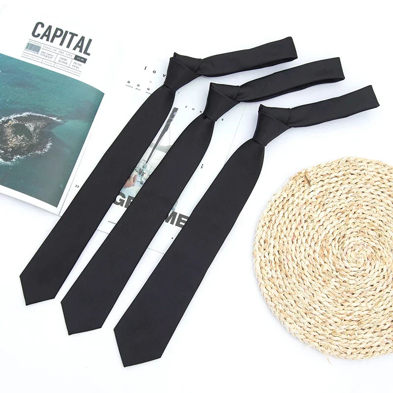 Classic Black Necktie for Men & Women | Wedding & Business Necktie Qme