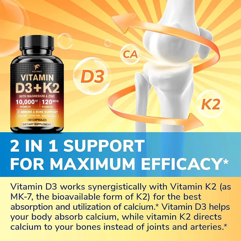 Fulimiks Vitamin D3 K2 Capsules – Magnesium, Zinc & Immune Vitamin Supplement Qst
