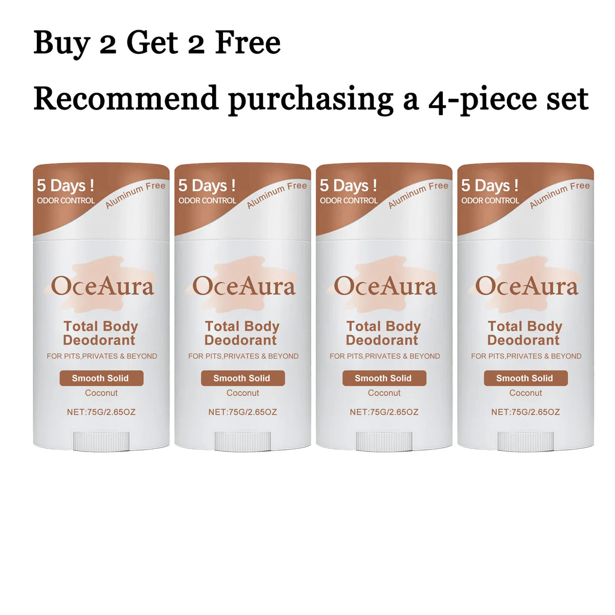 Coconut Body Deodorant Stick 75g – Alcohol-Free Freshness Body Deodorant Stick Qst 4 pcs