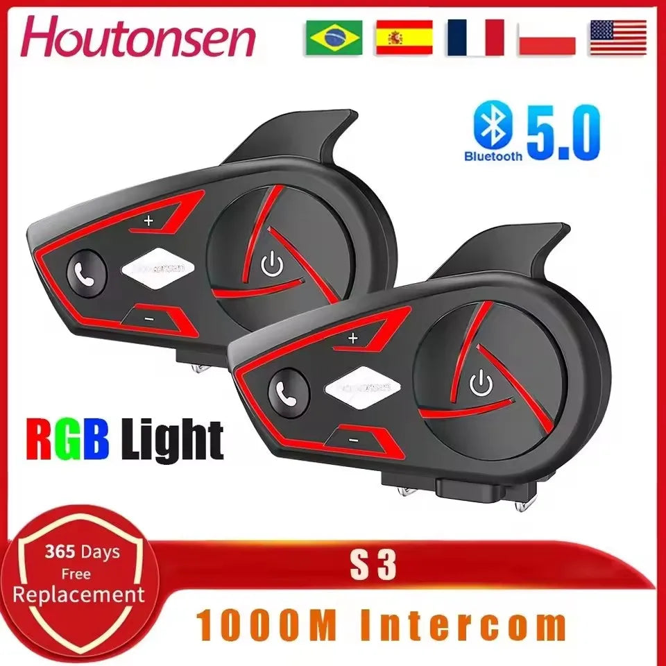 EJEAS S3 Motorcycle Helmet Bluetooth Intercom – IP67, 2 Riders Helmet Intercom Qst