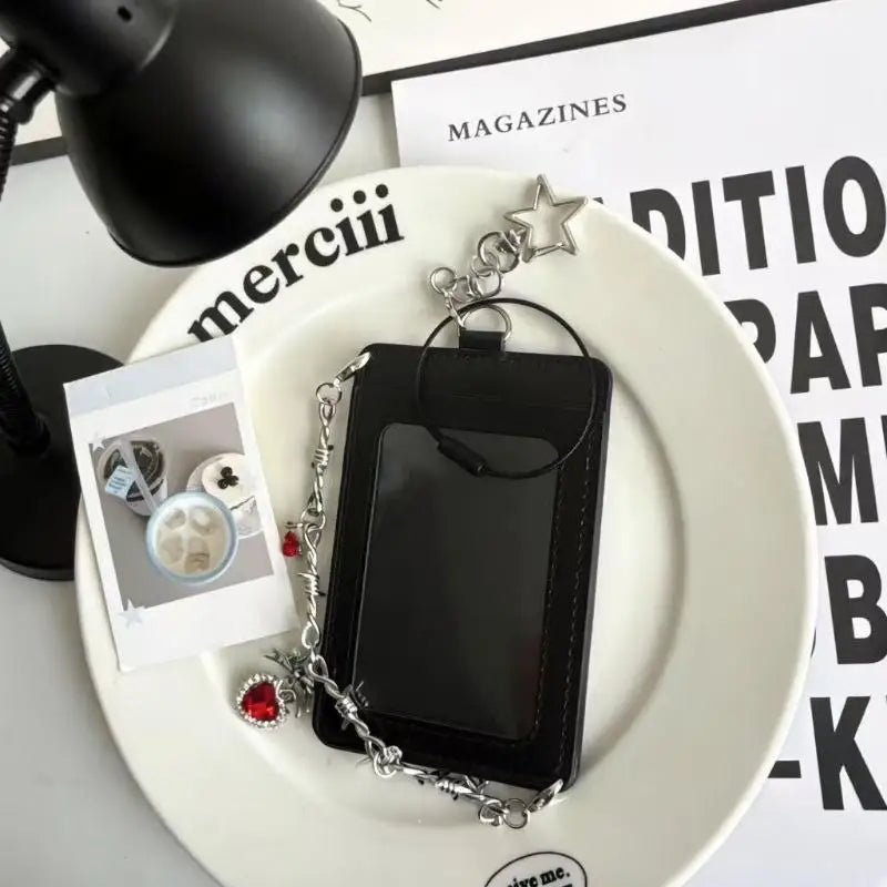 Kpop Photocard Holder PU Leather Card Cover with Key Ring Photocard Card Holder Qme A2