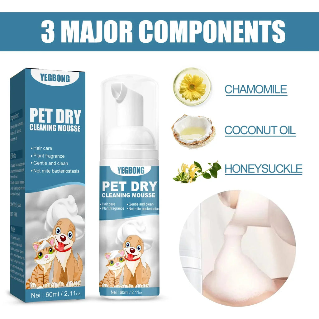 Pet Dry Shampoo Foam for Puppies & Kittens – No Rinse Pet Dry Shampoo Qme